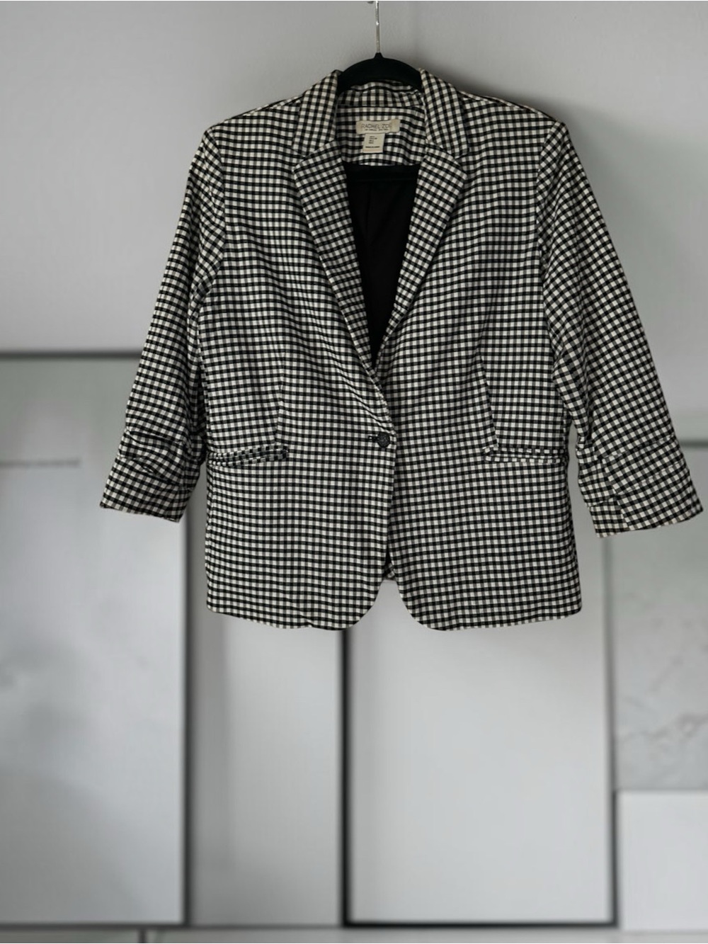 Rachel Zoe Checkered Blazer in Black & White Size Large